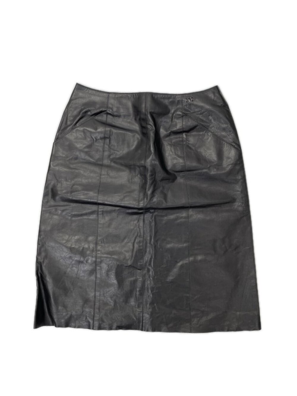 Chanel CC Logo Leather Skirt 38